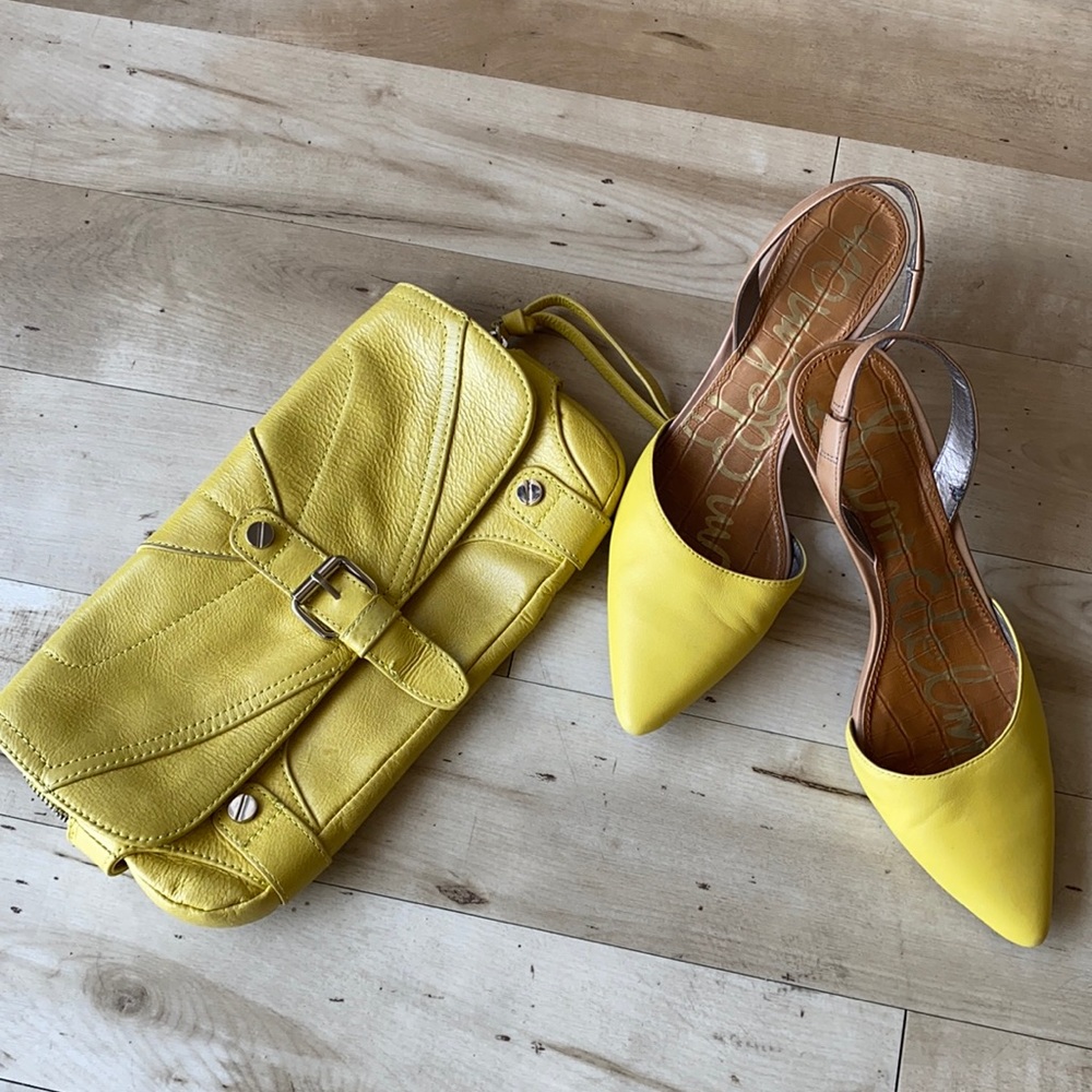 L.A.M.B. Clutch purse and Sam Edelman Heels. Sz 8
